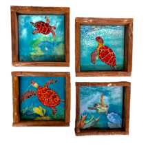 5x5 Turtle Tiles in Lobster Trap frame Coconut Coast Studios